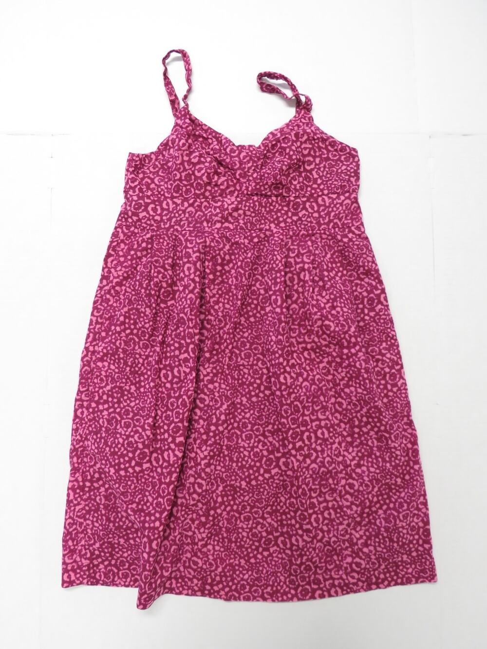 Babydoll Mini Dress Women's Small Pockets Adjustable Straps 100% Cotton Leopard